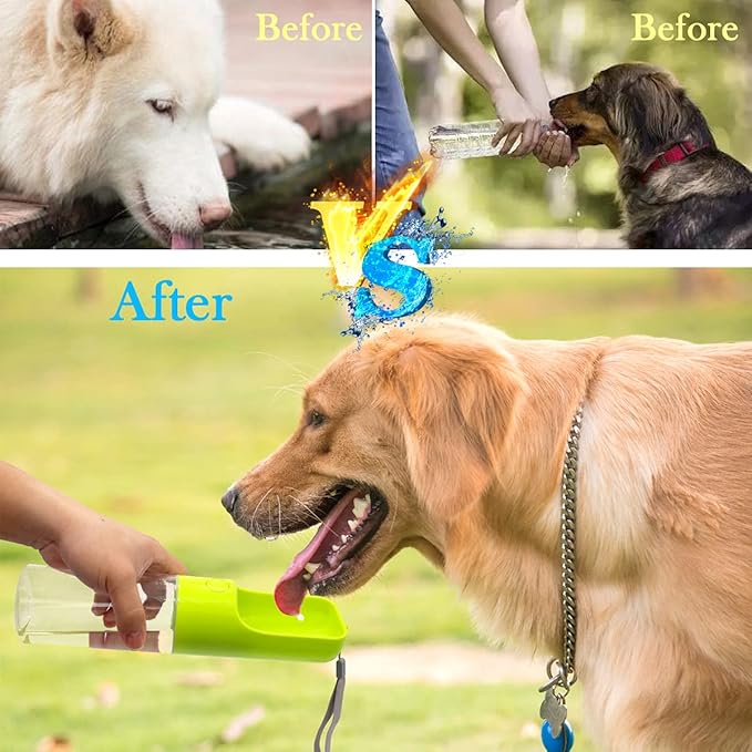 Sofunii Dog Water Bottle for Walking, Portable Pet Travel Water Drink Cup Mug Dish Bowl Dispenser, Made of Food-Grade Material Leak Proof & BPA-Free - 15oz Capacity (Blue&Pink&Green) (Pink) …