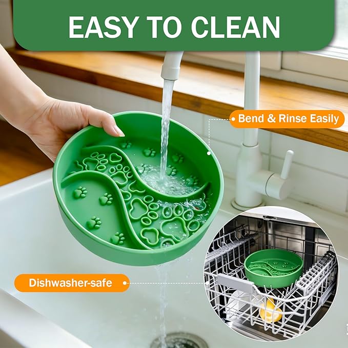 Silicone Slow Feeder Cat Bowl for Small Dogs, Strong Suction Cup Anti-Tip Anti-Choking Chew-Resistant Pet Feeding Bowls