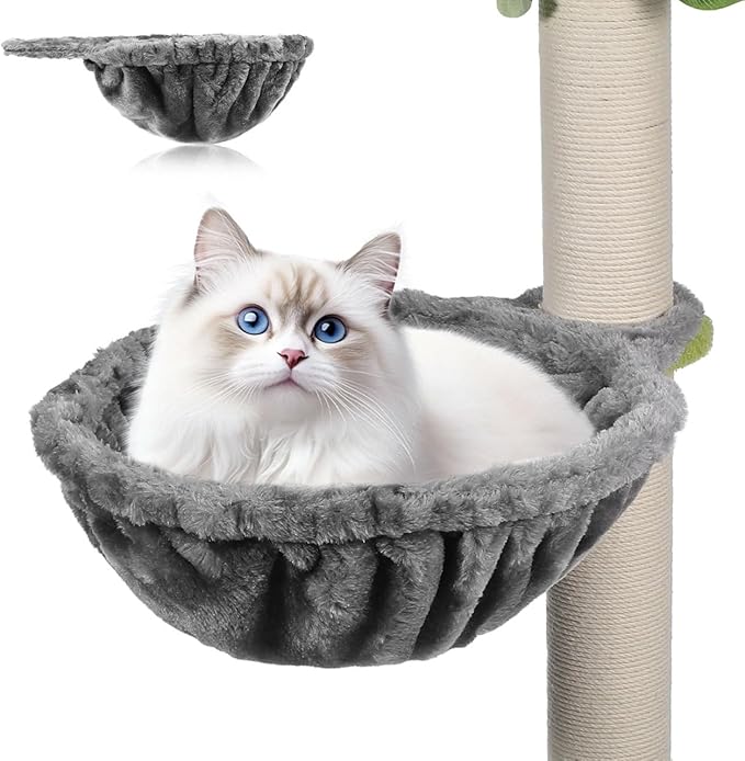 1pcs Cat Tree Hammock 17 Inch Round Deep Basket Replacement Cat Nest Soft Plush Hammock Bed for Tower Comfortable Resting Space