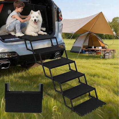 Dog Stairs for Car, Foldable Dog Steps for Large Dogs, 6-Step Ultra-Lightweight Non-Slip Dog Ramps Supports Up to 200 lbs, Suitable for SUV,Truck, Sofas, Bed