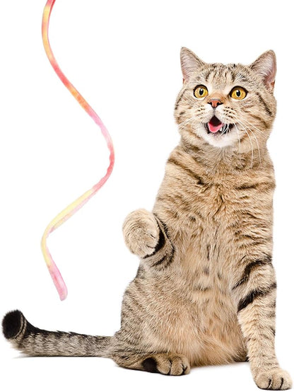 Sumind 3 Pieces Jungle Cat Wand Cat Teaser Charmer Interactive Fun Toys Wand Kitten Kitty Playing Toy, 3 Styles(Charming Color)