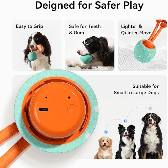 Smart Interactive Dog Toy, Wicked Ball Rolly, Automatic Moving, Bouncing, Rotating, E-TPU Material, Active Rolling Interactive Dog Ball for Medium and Large Dogs