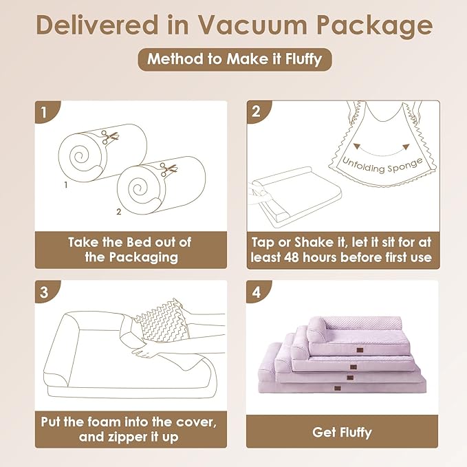 EHEYCIGA XL Dog Bed Memory Foam for Crate, Extra Large Dog Bed Orthopedic with Washable Removable Cover, Waterproof Pet Sofa Couch XLarge Size Dogs, 41x27x6.5, Lilac