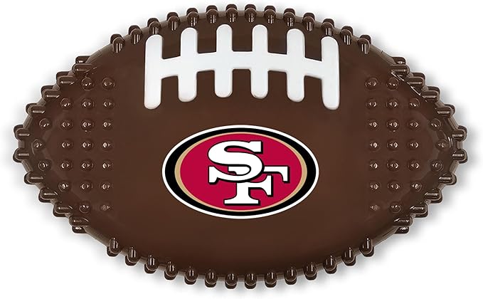 NFL San Francisco 49ers Mega-chew Hard Nylon Bacon-flavored Dog Bone Football Chew Toy. Indestructible Interactive Toy Tough Dog Chew for Aggressive Chewers