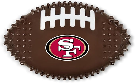 NFL San Francisco 49ers Mega-chew Hard Nylon Bacon-flavored Dog Bone Football Chew Toy. Indestructible Interactive Toy Tough Dog Chew for Aggressive Chewers