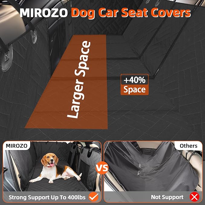 MIROZO Dog Car Seat Cover for Back Seat Hard Bottom,Back Seat Extender for Dogs, 600D Heavy Dog Car Seat Cover Pet Seat Cover Large Space Travel Bag for Dog with 5-Fold Bottom for Truck Car SUV