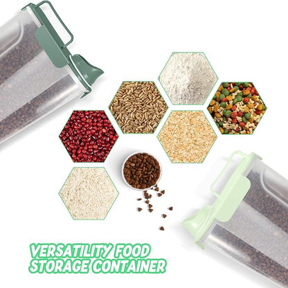 5-7Lbs Dog Cat Food Storage Container with Upgraded Large Nozzle BPA-free, 4 Snap Seals Plastic Pet Food Storage Containers with Handles (Green+Dark Green, 5L-2pack)