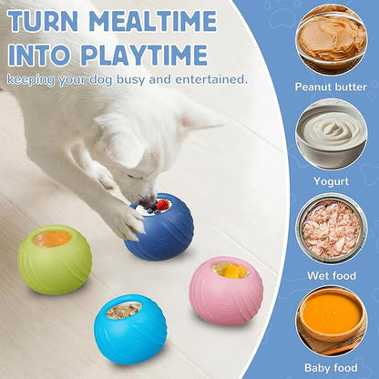 Long-Lasting Dog Lick Toy, Wobbly Dog Enrichment Lick Bowl to Keep Dogs Busy, Interactive Stuffable Dog Treat Feeder for Boredom, Silicone Treat Dispensing Chew Toy(Dark Blue,M)