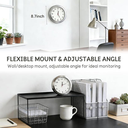 Wireless Hidden Camera Nanny Cam Clock 1080P FHD Hidden Spy Cameras for Home Real-Time View Motion Detection WiFi Wall Clock Security Camera Indoor No Audio