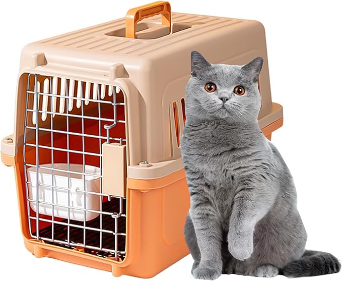 Pet Cage Carrier – Ventilated Travel Dog & Cat Crate with Removable Tray, Lightweight & Handheld