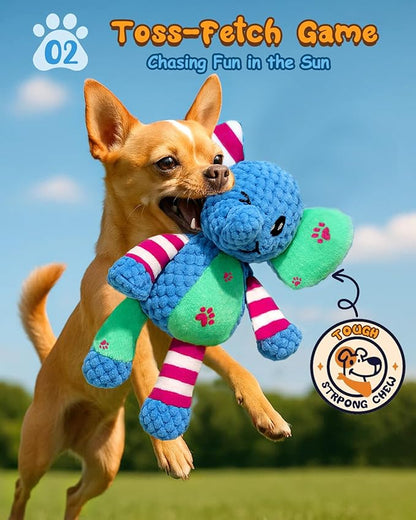 Swooflia Elephant Crinkle Dog Toy - Squeaky Plush Toys for Puppies,Treat Boredom for Small Dogs,Interactive Stimulating Puppy Toy to Keep Them Busy