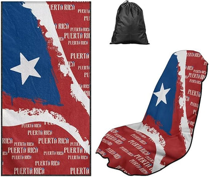 SEANATIVE Car Seat Towel Cover, Universal Car Seat Cover and Changing Towel, Super Absorbent Transition & Seat Wrap, Ideal for Gym Swimming Surfing Running, Puerto Rico Flag Print