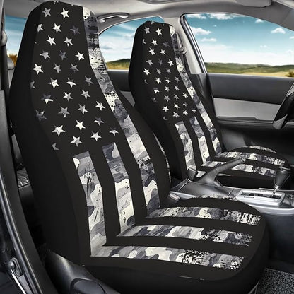 Black Flag Car Seat Covers Front Seats Anti-Slip Back Fabric Waterproof Car Seat Cover Easy to Install Stretch Polyester Fabric Cover Universal Fit for Most Vehicle
