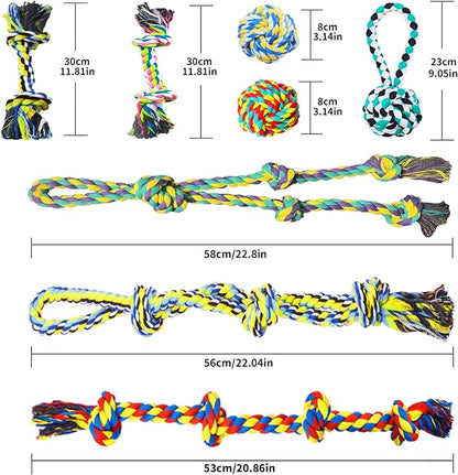 Natural Cotton Dog Rope Toys,Tough Tug of War Dog Toys for Large, Medium & Small Dogs, Tough Dog Rope Toys for Aggressive Chewers, Helps Clean Teeth & Prevent Furniture Destruction(8PCS)