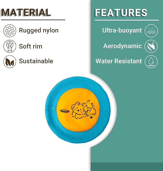 3 Packs Nylon Interactive Dog Flying Disc - Floating Dog Toys for Aggressive chewers - Water Toys for Dogs (Blue and Yellow)