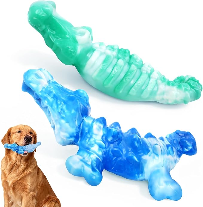 Tough Dog Toys for Aggressive Chewers 2 Pack, Indestructible Dog Toy for Large Dogs, Durable Dog Toys to Keep Them Busy for Large Breed, Teeth Cleaning and Training, Beef Flavor