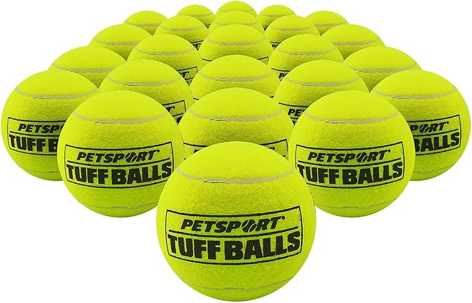 PetSport Jr Tuff Ball - Small Tennis Balls for Dogs, Great for Boredom & Aggressive Chewers, Dog Toy, Mini Tennis Balls for Small Dogs, Certified Non-Toxic, Won't Wear Down Teeth - 1.8" (24 Pack)