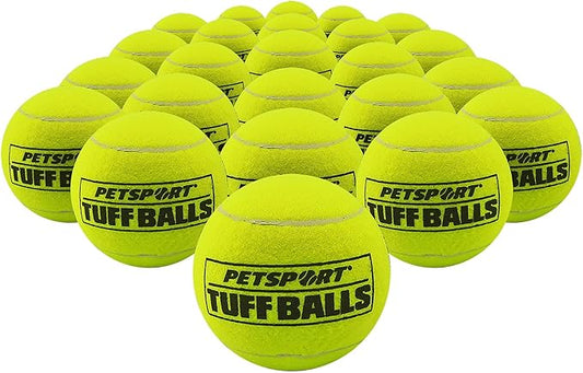 PetSport Jr Tuff Ball - Small Tennis Balls for Dogs, Great for Boredom & Aggressive Chewers, Dog Toy, Mini Tennis Balls for Small Dogs, Certified Non-Toxic, Won't Wear Down Teeth - 1.8" (24 Pack)