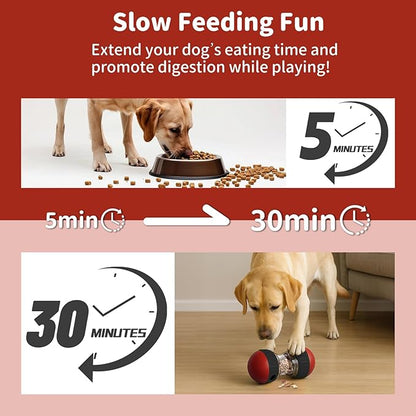 Interactive Dog Treat Puzzle Toys, Treat Dispensing Dog Enrichment Toys to Keep Them Busy, Adjustable Puppy Puzzle Feeder for Smart Dogs, Cognitive Toy for Small Medium Large Breed, Red