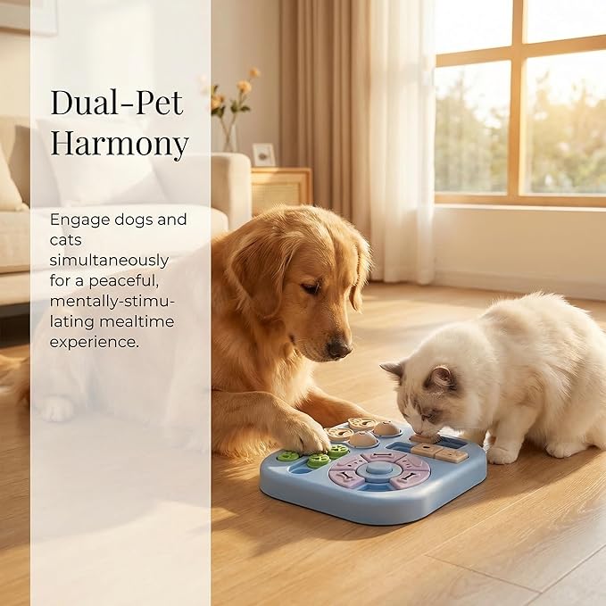 Dog Puzzle Toys, 4-in-1 Interactive Dog Toys for Boredom, Treat Dispensing Slow Feeder for Mental Stimulation, Enrichment Toy for Smart & Beginner Dogs, Light Blue