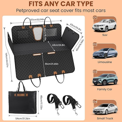 A-Pce Dog Car Seat Cover for Back Seat, Hard Bottom Back Seat Extender for Dogs, Back Seat Pet Cover for Dogs - Supports 400lbs, Waterproof Heavy Duty Scratch Dog Hammock for Car SUV and Small Truck