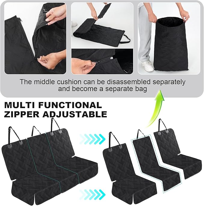 Dog Car Seat Cover for Back Seat, Waterproof & Scratch - Resistant Pet Seat Protector with Elastic Straps, Universal Fit for Ford F - Series/Toyota Tacoma/Ram Pickup & More Trucks