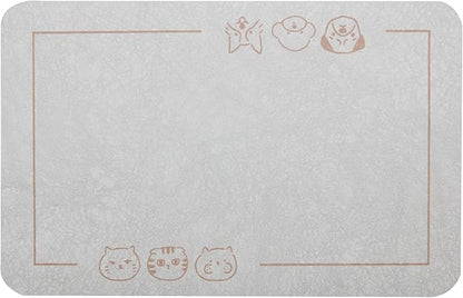 YCT Cat Pet Food Mat - Non-Slip Bottom Absorbent Quick Dry Feeding Mat for Dogs and Cats - Pet Supplies, 16.9"x24" Beige