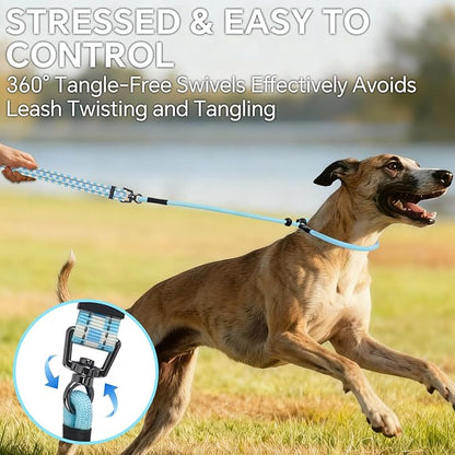 QQPETS Adjustable Slip Lead Dog Leash, Hands Free Waist Leash for Dog Walking, Reflective Training Lead with 360° Swivel Anti-Tangle, 4-7 ft Length for All Breeds
