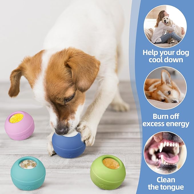 Long-Lasting Interactive Dog Lick Toy, Stuffable Dog Enrichment to Keep Dogs Busy, Wobbly Treat Dispensing Freezable Chew Toys, Food-Grade Safe (Dark Blue,L)