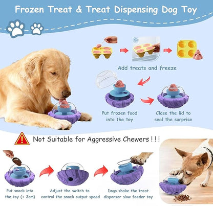 Interactive Dog Toy, Puzzle Toy with Adjustable Treat Dispensing & DIY Frozen Treats, Dog Enrichment Toys to Keep Them Busy and Mental Stimulation