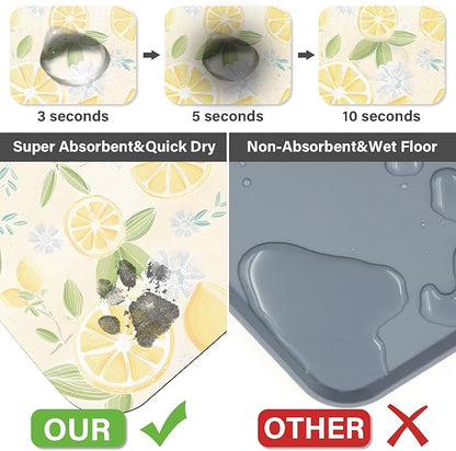 Patterned Cat & Dog Bowl Mat for Food and Water, 17"×30" Quick Dry Absorbent Pet Feeding Mat, Eco-Friendly Dog Placemat