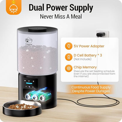Frienhund 5L Automatic Cat Feeder with 2K HD Camera: 5G WiFi Automatic Dog Feeder with Night Vision,Cat Food Dispenser with Freshness for Multiple Pets,Detachable for Easy Clean-21 Cup (Sealed Outlet)