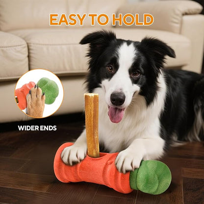 Cute Carrot Bully Stick Holder, Heavy Duty Dog Chew Holder for Large Breeds, Safety Device to Prevent Choking
