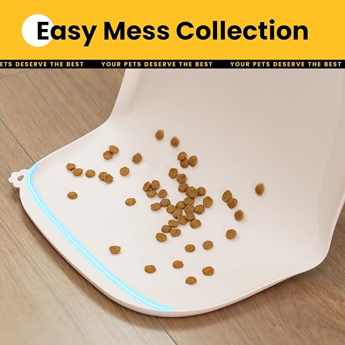 Silicone Dog Food Mat with Side Pocket & Hook Hole, Soft Raised Edges, Easy Clean Waterproof Non-Slip Pet Feeding Mat for Cats and Dogs Water Bowl, Pets Accessories(24"x16",Natural Tan)