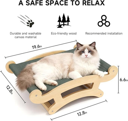 Cat Bed, Breathable Elevated Cat Hammock,Wooden Cat Beds for Indoor,Raised Pet Beds Suitable for Cats, Puppy, Bunny and Small Animal