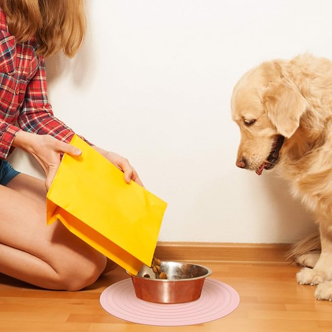 3 Pieces Silicone Pet Food Mat Feeding Mat for Dog and Cat Bowl Placemat Preventing Food and Water Overflow Suitable for Medium and Small Pet(9.5 Inch,Pink, Green, Gray)