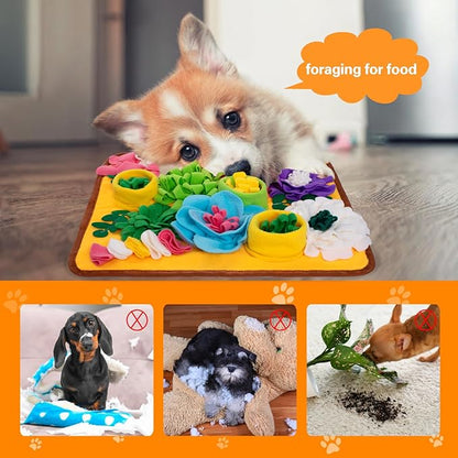 Snuffle Mat for Dogs, Sniff Mat Slow Feeding Mat for Small Pets Cats, Rabbits - Help Stress Relief and Training - Stimulate Your Pet's Foraging Skills! (Orange)