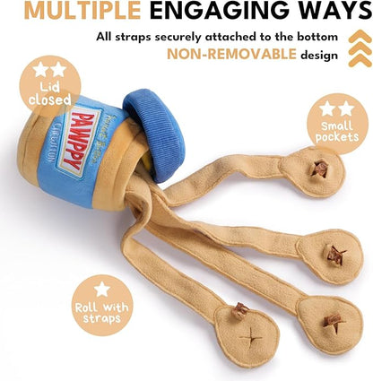 CHEWFFON Interactive Dog Enrichment Toy, Cute Crinkle&Snuffle Puppy Toys, Hide & Seek Puzzles, Peanut Butter Jar Toys for Brain Stimulation, for All Dog Sizes