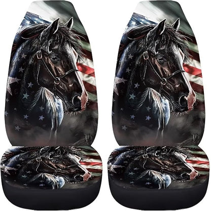 Horse American Flag Seat Covers Decorative Accessories for Cars Trucks SUV 2-Pack Car Seat Covers Car Accessories Auto Interior Covers for Truck Van SUV, Seat Covers