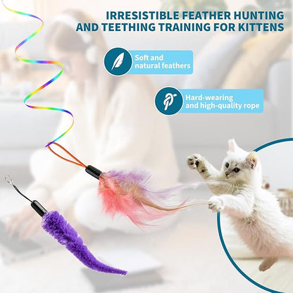 Interactive Cat Toys for Indoor Cats, Automatic Electric Door Hanging Toy with 3 Interchangeable Accessories (Feather, Mouse, Womm toy), Motion Activated USB Rechargeable Enrichment for Bored Cats