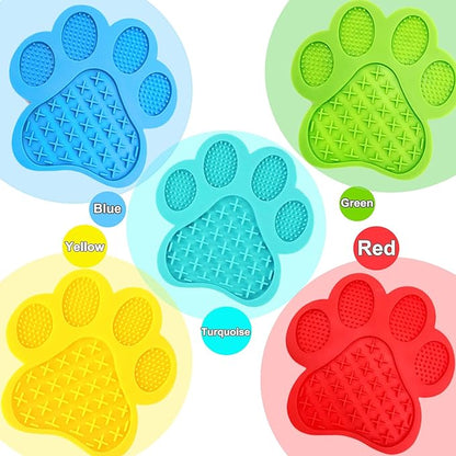 Dog Lick Pad Slow Eating Cute Dog Mat with Super Suction Secure Suction Peanut Butter Mat for Bath Distraction, Grooming & Training (Yellow)