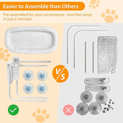 L&W BROS. Cat Window Perch Cushion Bed Cat Hammock with 4 Updated Suction Cups Easy to Assemble Window Bed for Heavy Large Cats (L 1Pc)