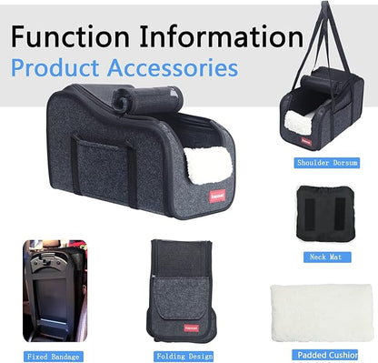 Center Console Small Dog Car Seat,Portable Pet Cat Puppy Booster Armrest Carseat Up to 11lbs,Equipped with a Breathable Protective Cover Net to Prevent Escape with Washable Fluffy Cushion and Pillow
