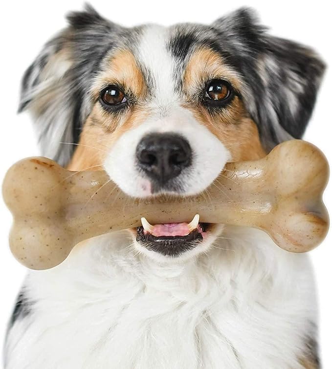 Pet Qwerks Original BarkBone - Nylon Dog Bone for Aggressive Chewers - BBQ Flavor - 7.75"