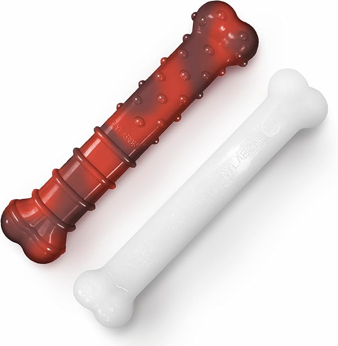 Nylabone Power Chew Classic Bone Chew Toy for Dogs, Durable Dog Toys for Aggressive Chewers, Flavor Frenzy Beef Jerky & Chicken, Large/Giant - Up to 50 lbs. (2 Count)