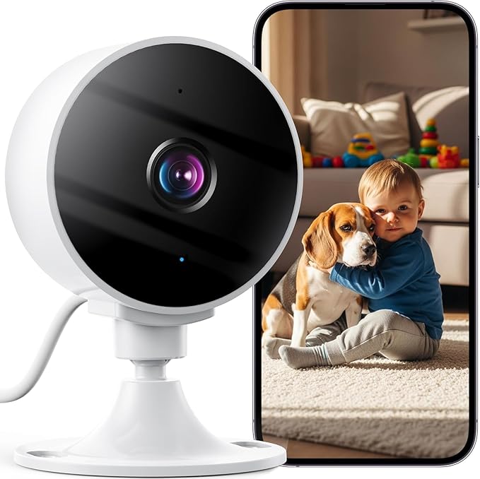 2K Wireless Cameras for Home Security Camera, Pet Camera Indoor with Phone App, Night Vision, Motion Alert, 24/7 SD&Cloud Record, Two-Way Audio, Security Camera Indoor Works with Alexa&Google