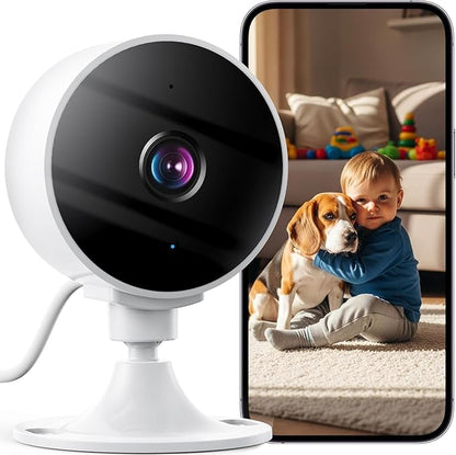2K Wireless Cameras for Home Security Camera, Pet Camera Indoor with Phone App, Night Vision, Motion Alert, 24/7 SD&Cloud Record, Two-Way Audio, Security Camera Indoor Works with Alexa&Google