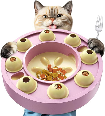 KADTC U.S. Brand & Design,Cat Puzzle Toy for Indoor Cats Treat Puzzles,Food Slow Feeder,Kitten Enrichment Toys Kitty Mental Stimulation Bowl Brain-Teasing Pink Toy