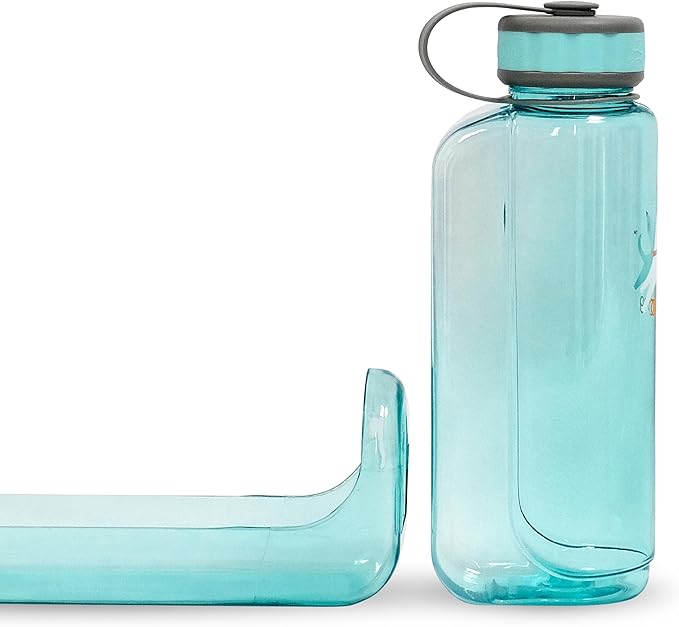 OllyDog OllyBottle, Dog Water Bottle with Detachable Bowl, No Spill Travel Bottle for Dogs, Wide Drinking Cup, BPA-Free Tritan, Easy Clean, Convenient for Walking & Hiking (1L, Aqua Blue)