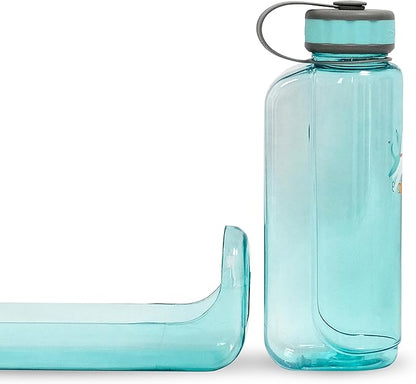 OllyDog OllyBottle, Dog Water Bottle with Detachable Bowl, No Spill Travel Bottle for Dogs, Wide Drinking Cup, BPA-Free Tritan, Easy Clean, Convenient for Walking & Hiking (1L, Aqua Blue)